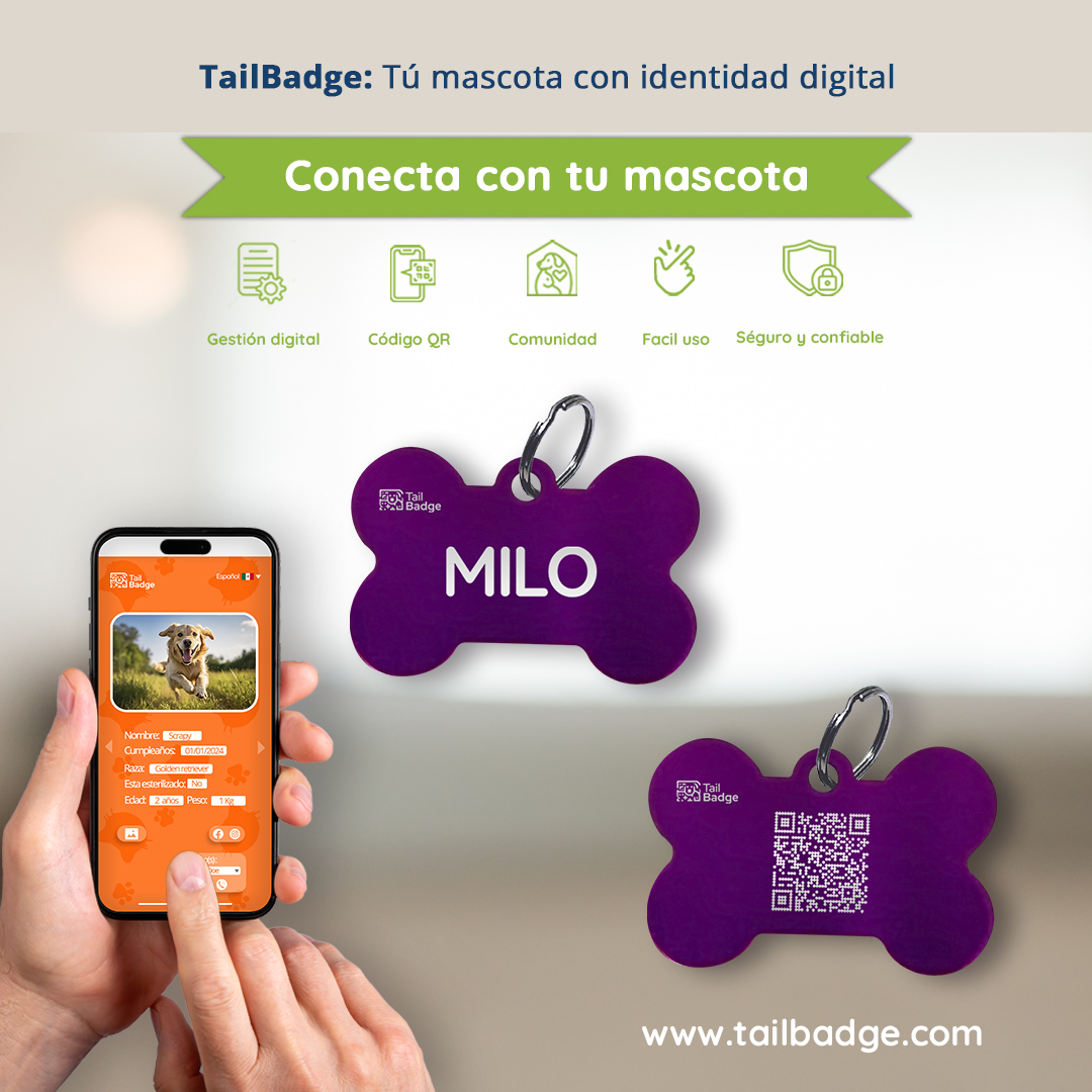 BONE-SHAPED PET TAG (ALUMINUM)