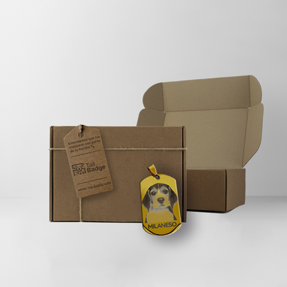 GOLD DOG TAG PET ID WITH PHOTO ENGRAVING