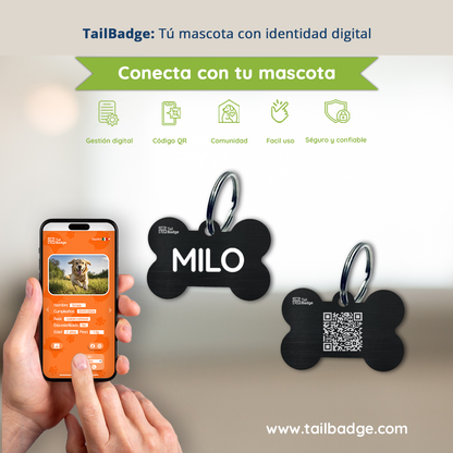 BONE-SHAPED PET TAG (ALUMINUM)