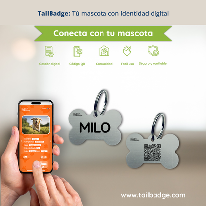 BONE-SHAPED PET TAG (ALUMINUM)