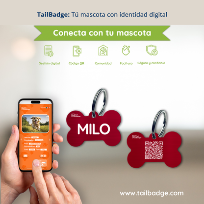 BONE-SHAPED PET TAG (ALUMINUM)